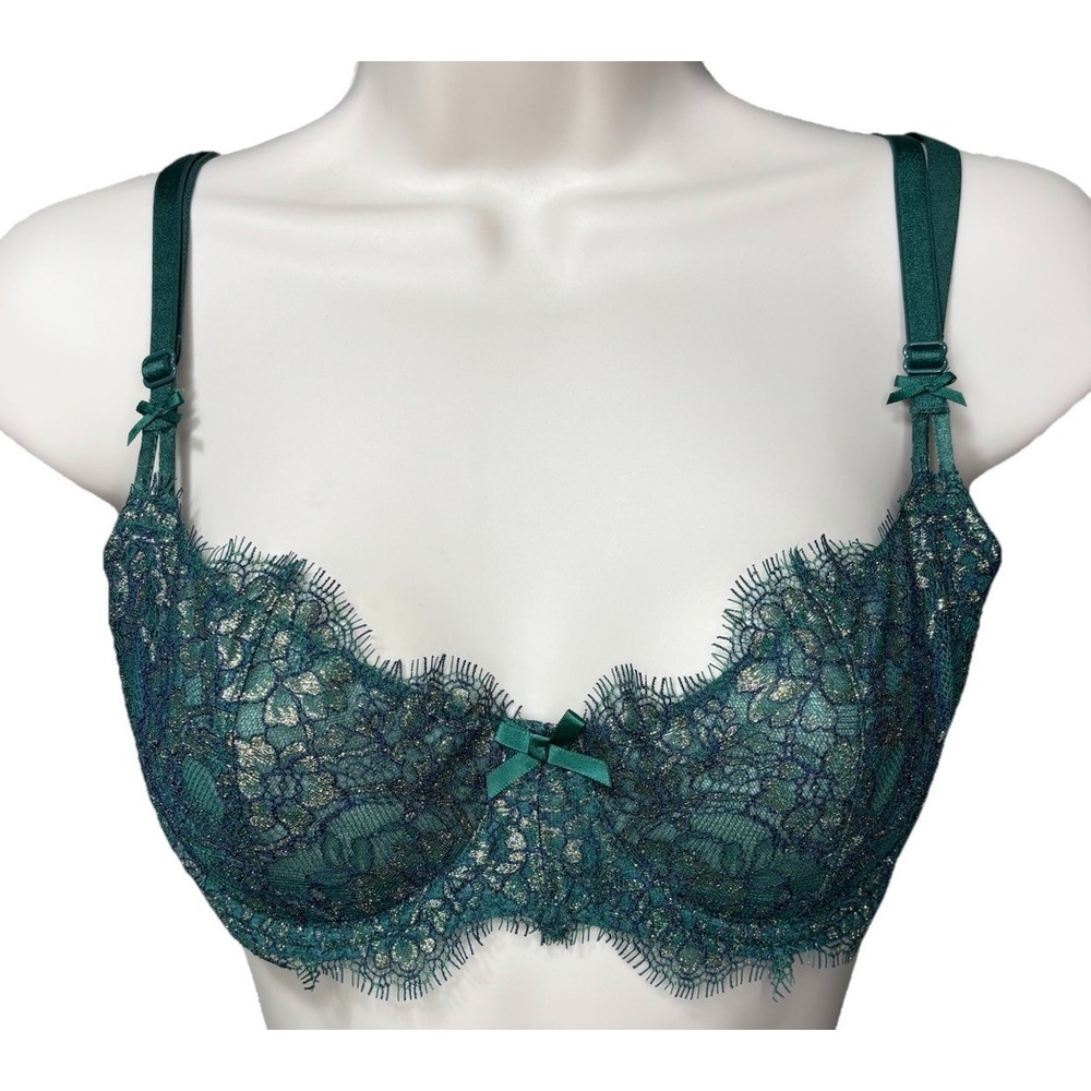 Victoria's Secret Dream Angels 34C Push-up Without Padding Bra Lace Green